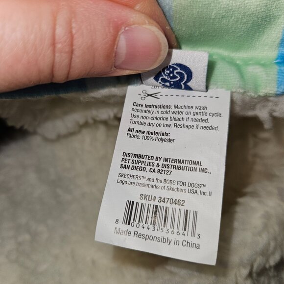 Skechers Bobs For Dogs Fleece Blanket Pet 18x28 Blue Green Stripe Bull Terrier - Picture 8 of 8